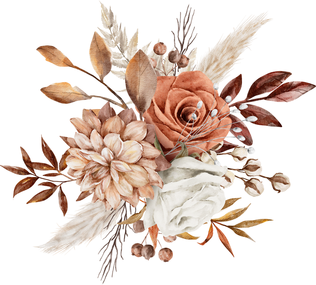 Vintage Autumn Flower Bouquets watercolor